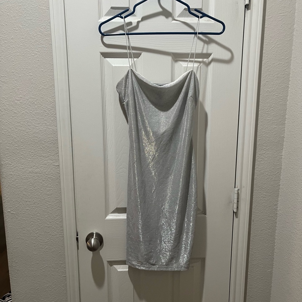 Y2K Windsor Sequin Silver Sleeveless Dress
